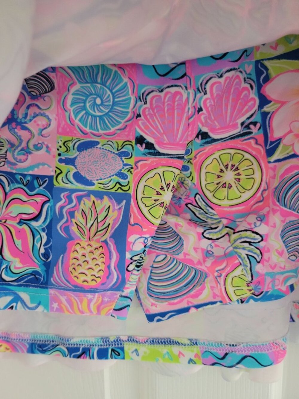 Lulu B Pink Blue Cha Cha Ruffled Skort Plus size 1X Block Print UPF 50 Beach - Picture 6 of 7